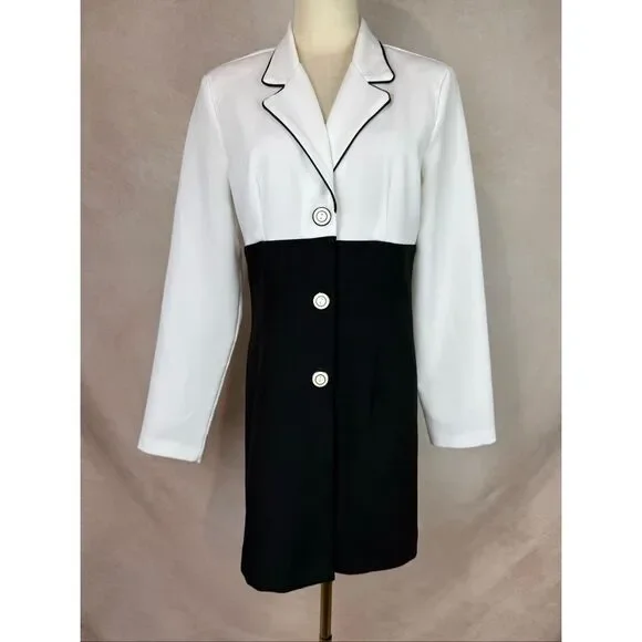 Vintage 1980s Blazer Dress Size Medium Color Block Byer Too! - Picture 1 of 8
